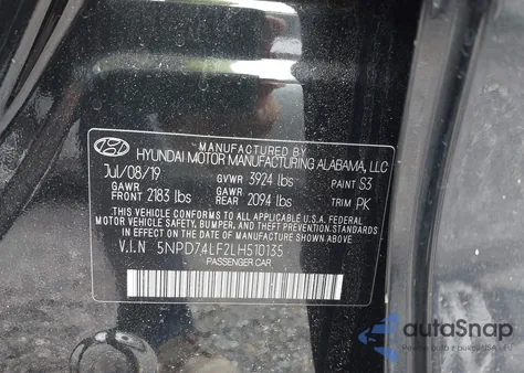 2020 Hyundai Elantra Se из США, поврежденный, VIN 5NPD74LF2LH510135